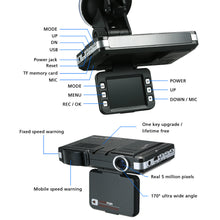 Load image into Gallery viewer, Anti Radar Detector Car DVR 2 in 1 720P Dash Cam Radar Speed Detector with Full Band Mute Button, Loop, G-Sensor